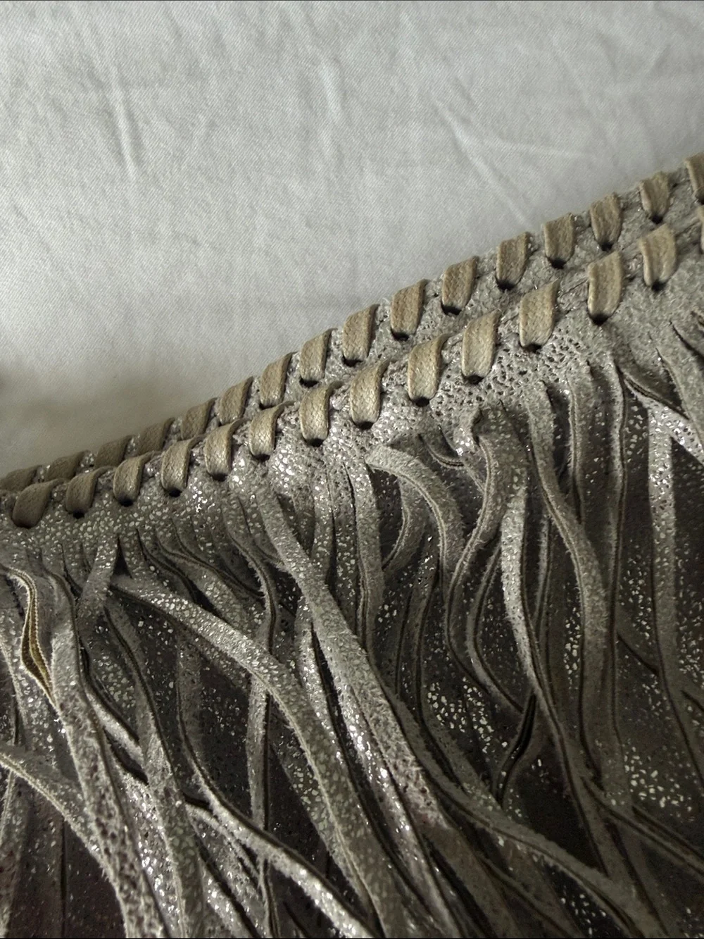 Stella McCartney Fringed Metallic Shoulder Bag - Silver